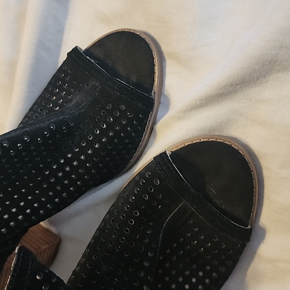 Lucky Brand Larise bootie open toe leather black women's 9.5 - Picture 4 of 5